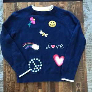 Navy sweater with embroidered badges